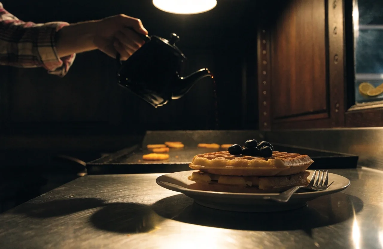 Blank order slips clipped along a pass rail with hands refilling coffee below